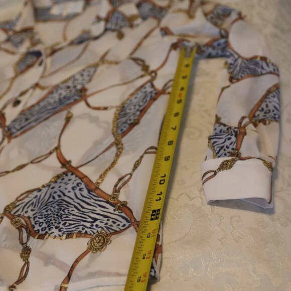 St John Sport Sheer Med Button Down Mob Wife Retro Glam Rock Equestrian - Picture 9 of 12